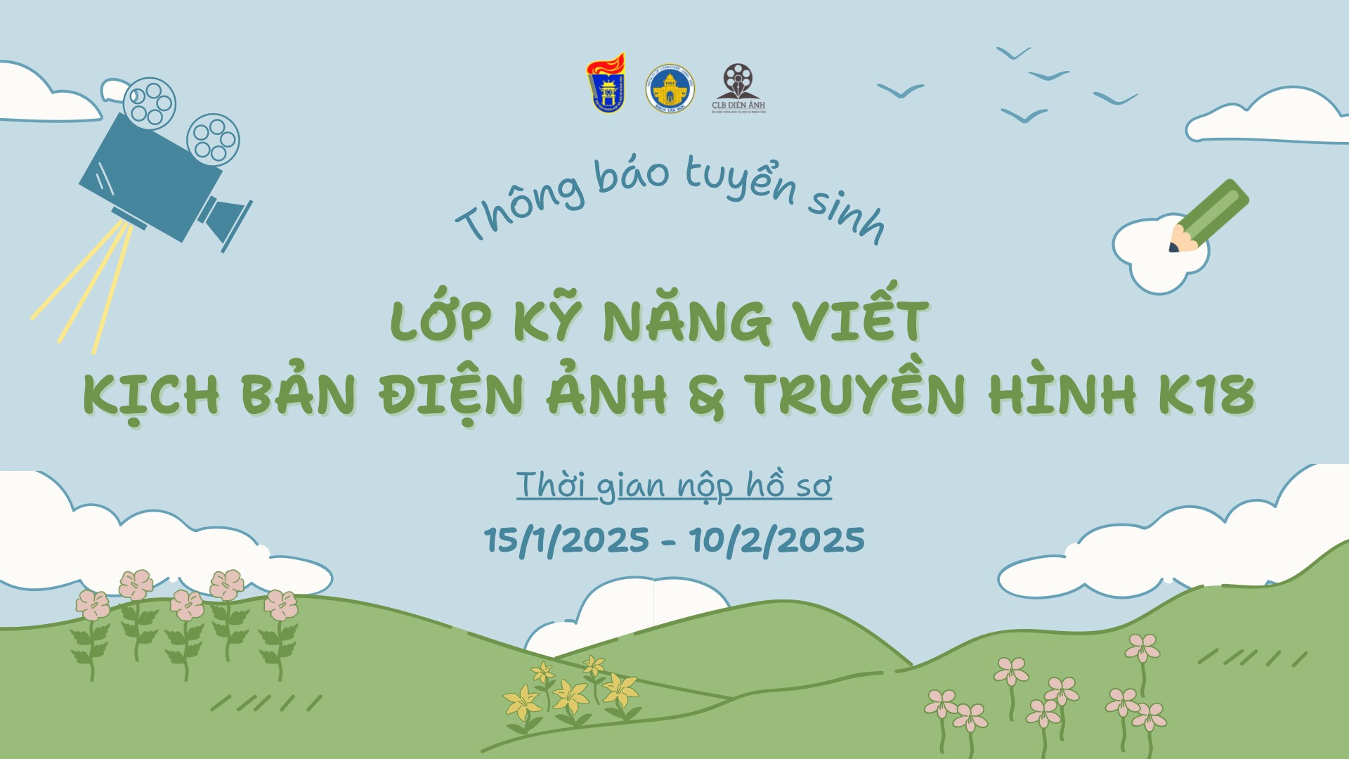 Tuyển sinh Lớp kỹ năng viết kịch bản điện ảnh và truyền hình K18