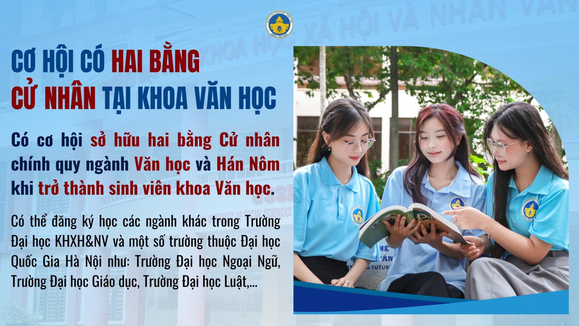 Cơ hội có hai bằng Cử nhân tại Khoa Văn học